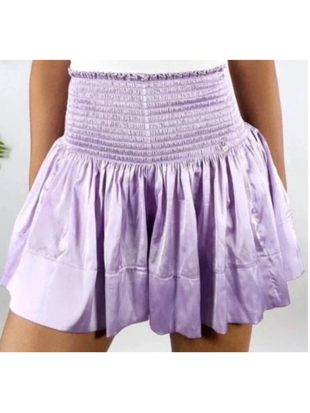 Natural Life Smocked Waist Lilac Pull On Shorts L NWT!